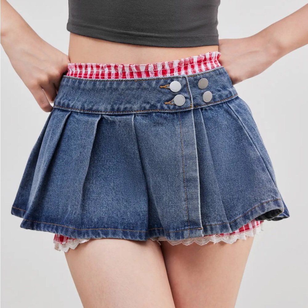 Low Rise Denim Mini Skirt